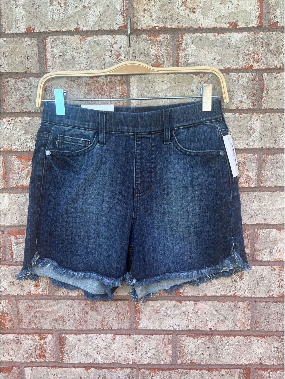 NWT Judy Blue Pull On Shorts Dolphin Hem Frayed Elastic Waist Stretch Size S